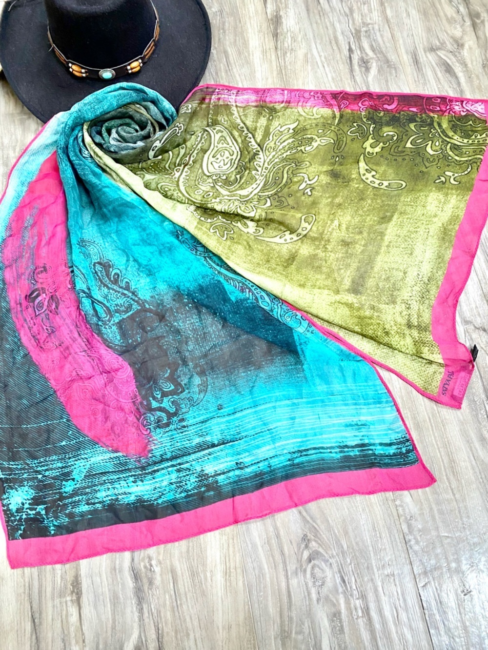 Stunning SILK boho designer scarf/wrap enchanting Gypsy hippy southwestern vibe
